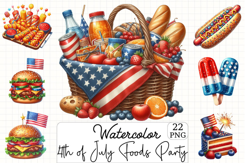 4th of July Party Foods Clipart Bundle - CraftNest - Digital Crafting and Art