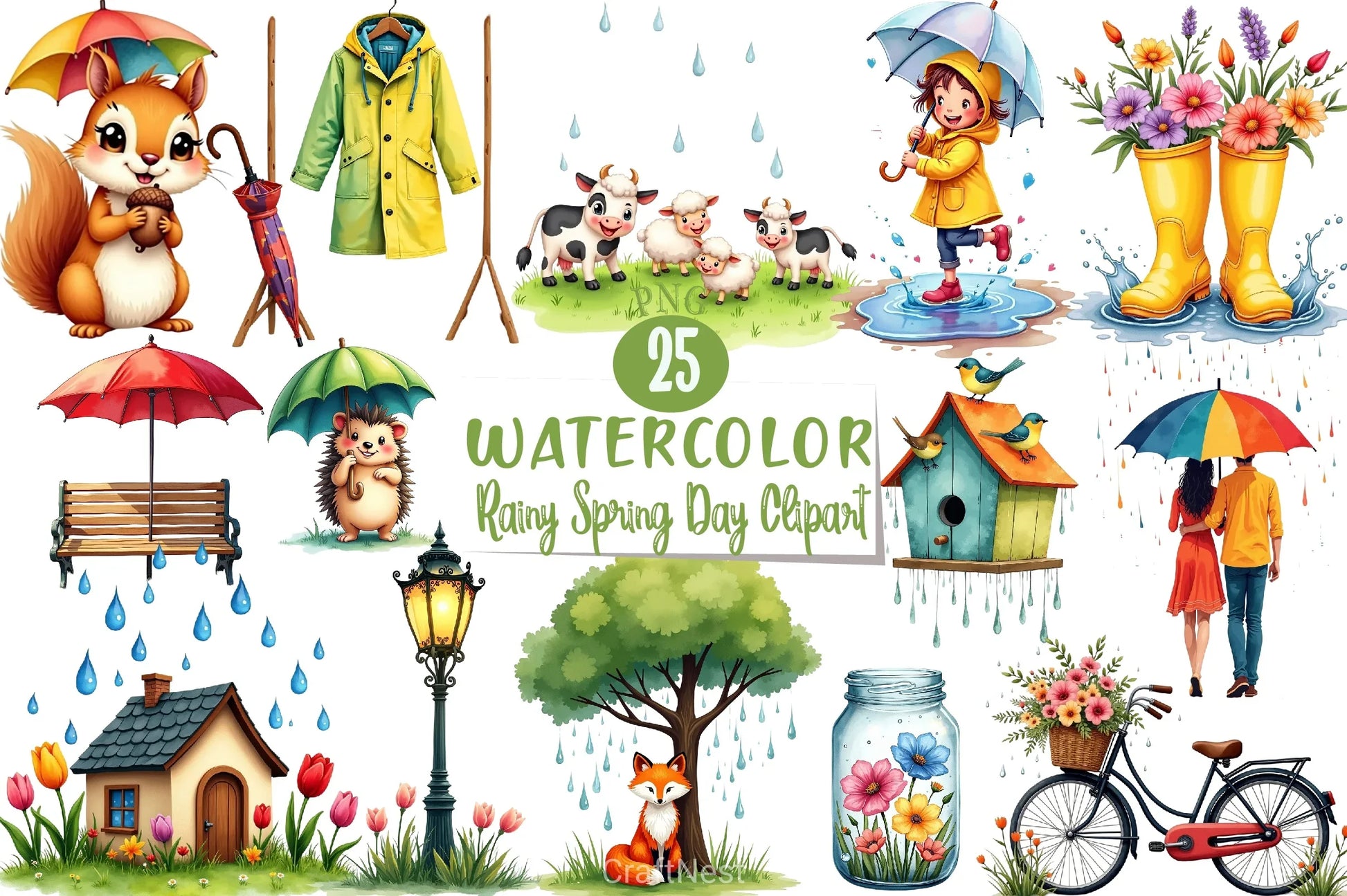 Rainy Spring Day Clipart Bundle - CraftNest - Digital Crafting and Art