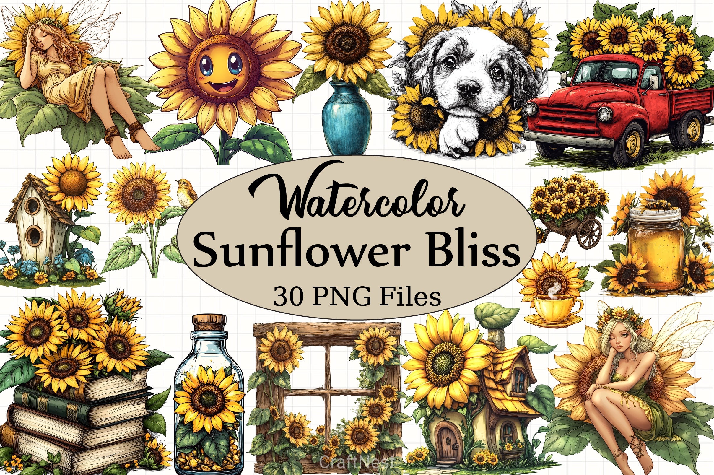 Sunflower Bliss Clipart Bundle - CraftNest - Digital Crafting and Art
