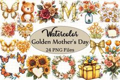 Golden Mother's Day Clipart Bundle - CraftNest - Digital Crafting and Art