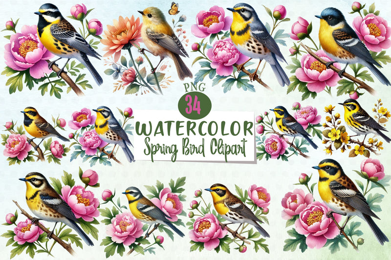 Spring Bird Clipart Bundle - CraftNest - Digital Crafting and Art
