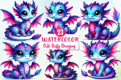 Cute Baby Dragons Clipart Bundle - CraftNest - Digital Crafting and Art