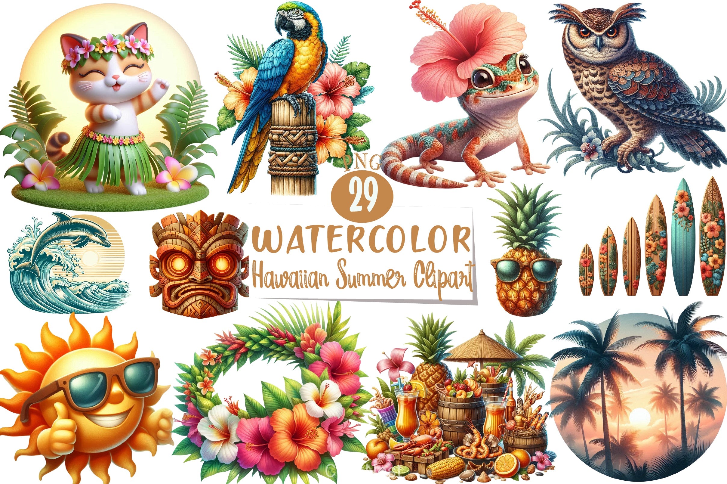 Hawaiian Summer Clipart Bundle 3 - CraftNest - Digital Crafting and Art