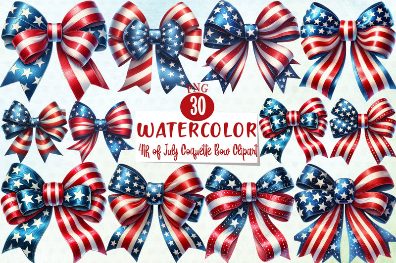 4th of July Bow Clipart Bundle 4 - CraftNest - Digital Crafting and Art