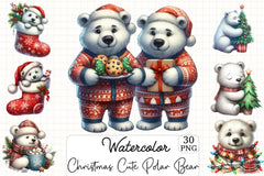 Christmas Polar Bear Clipart Bundle - CraftNest - Digital Crafting and Art