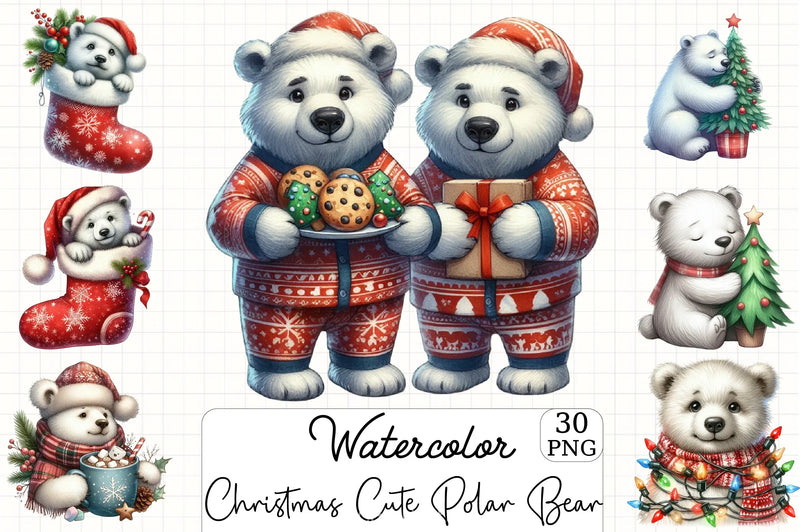 Christmas Polar Bear Clipart Bundle - CraftNest - Digital Crafting and Art