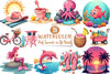 Pink Beach Summer Clipart Bundle