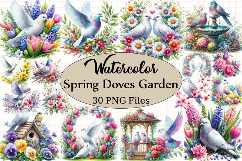 Spring Doves Clipart Bundle 7 - CraftNest - Digital Crafting and Art