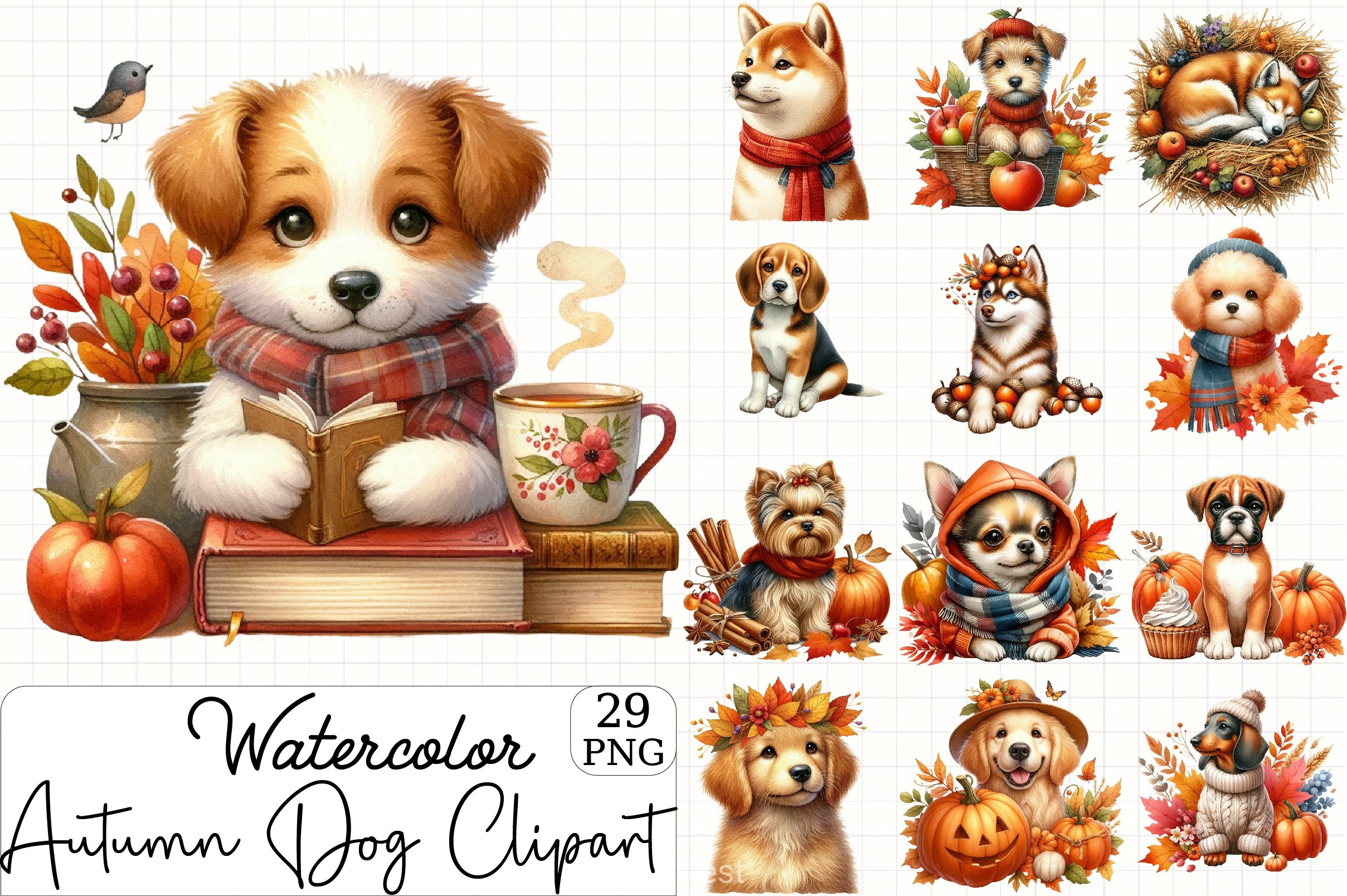 Autumn Dog Clipart Bundle - CraftNest - Digital Crafting and Art