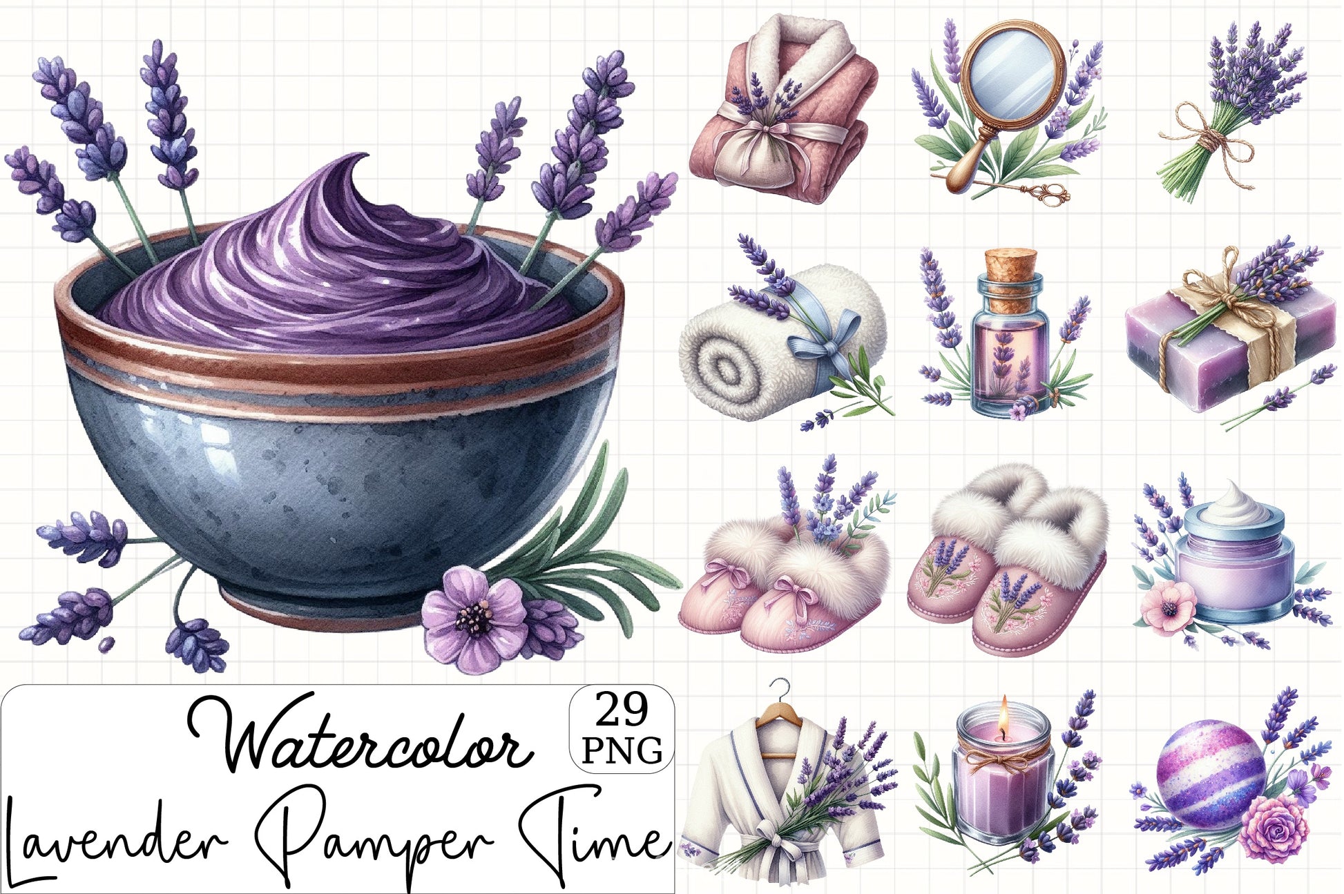 Lavender Pamper Clipart Bundle - CraftNest - Digital Crafting and Art