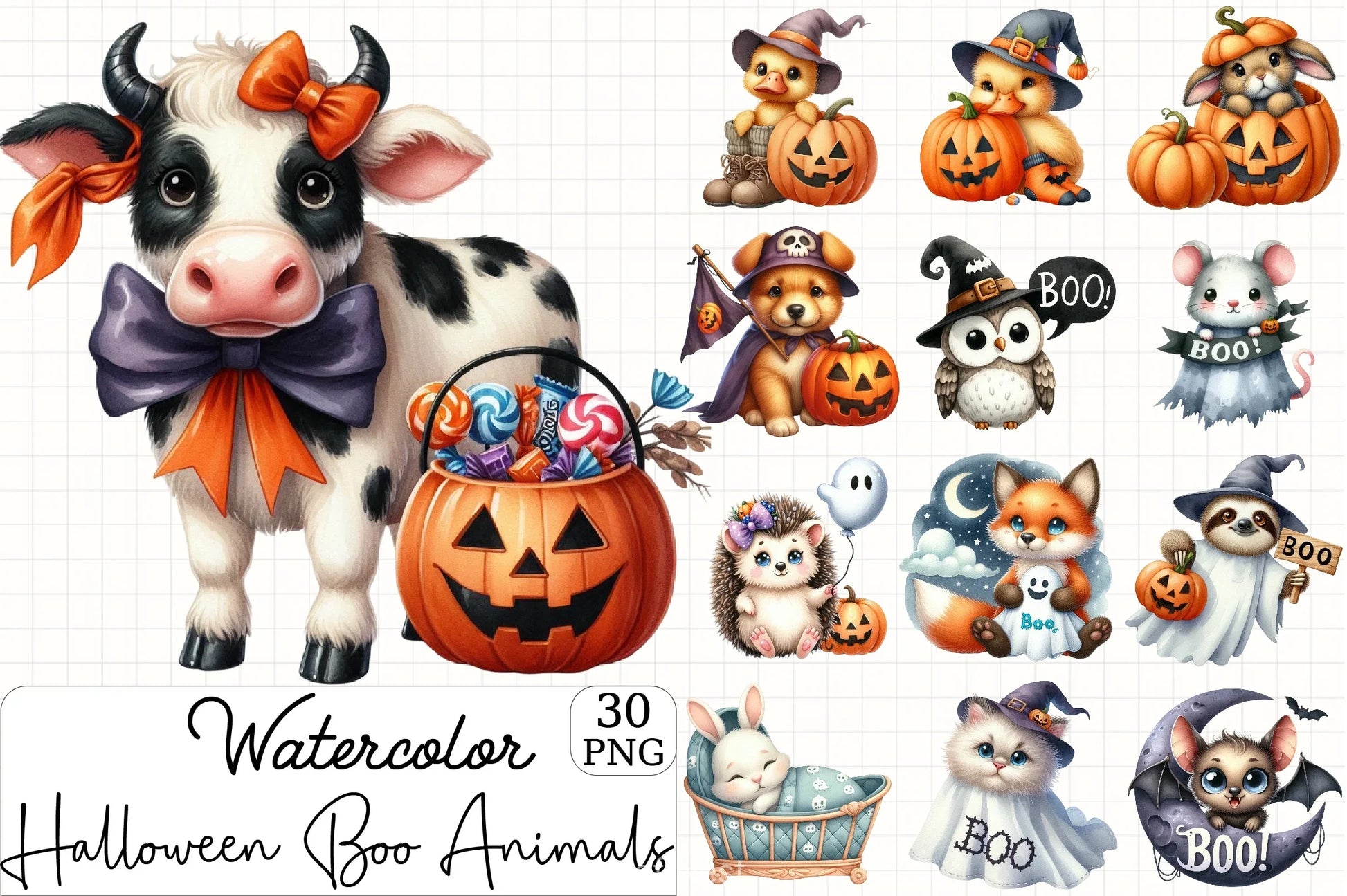 Halloween Boo Animals Clipart Bundle - CraftNest - Digital Crafting and Art