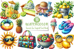 Summer Sun Tropical Food & Drink Clipart Bundle - CraftNest - Digital Crafting and Art