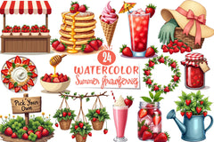 Summer Strawberries Clipart Bundle - CraftNest - Digital Crafting and Art