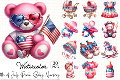 4th of July Pink Baby Nursery Clipart Bundle - CraftNest - Digital Crafting and Art