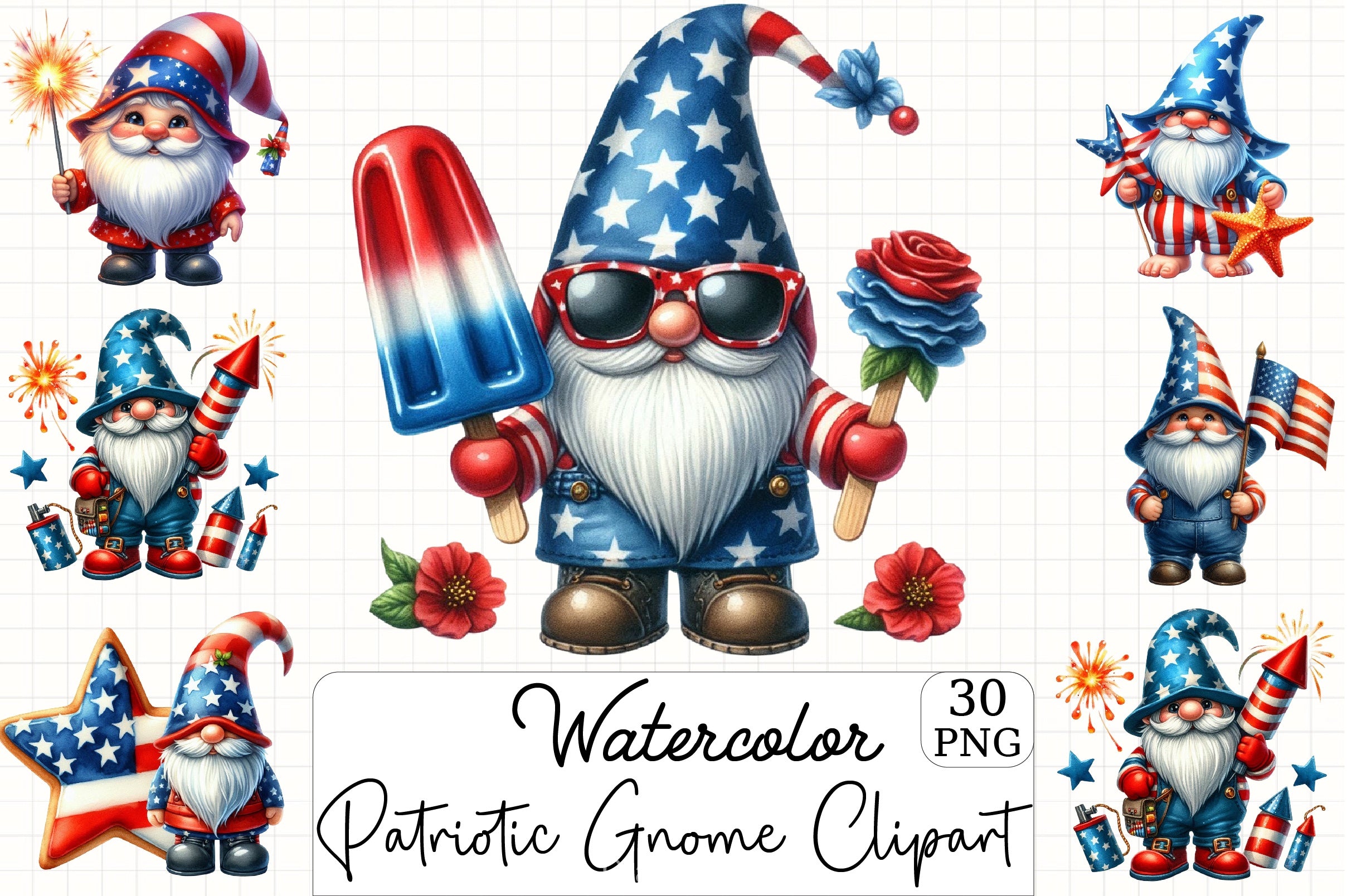 Patriotic Gnome Clipart Bundle 2 - CraftNest - Digital Crafting and Art