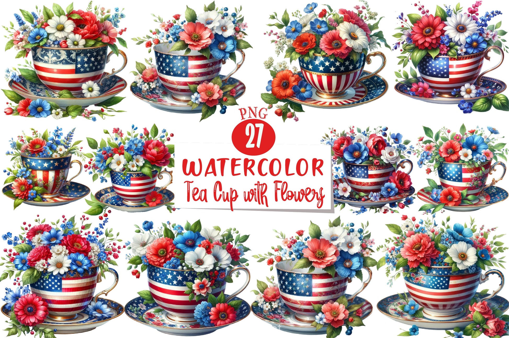 American Tea Cup Clipart Bundle - CraftNest - Digital Crafting and Art