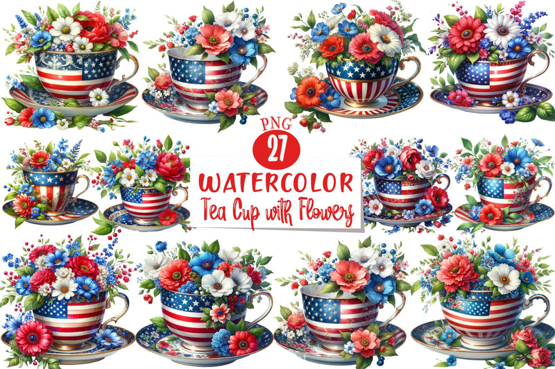 American Tea Cup Clipart Bundle - CraftNest - Digital Crafting and Art