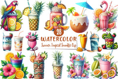 Summer Tropical Smoothie Cup Clipart Bundle - CraftNest - Digital Crafting and Art