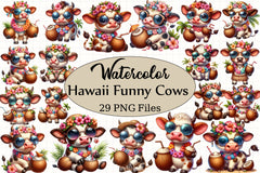 Hawaii Funny Cows Clipart Bundle - CraftNest - Digital Crafting and Art