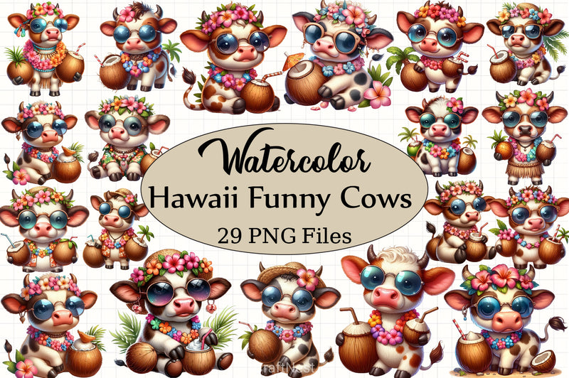 Hawaii Funny Cows Clipart Bundle - CraftNest - Digital Crafting and Art
