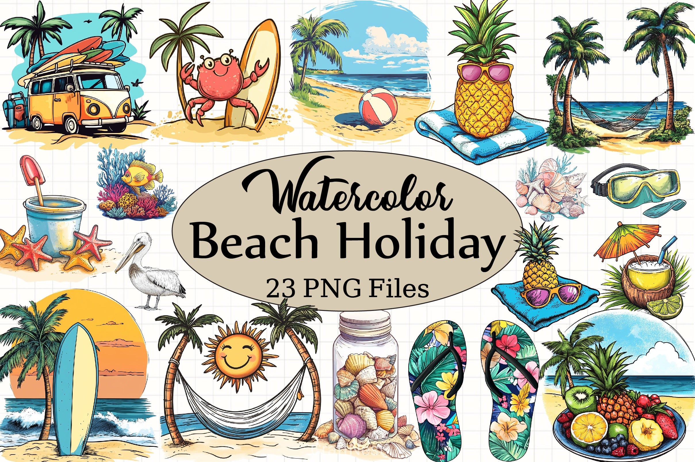 Beach Holiday Clipart Bundle - CraftNest - Digital Crafting and Art