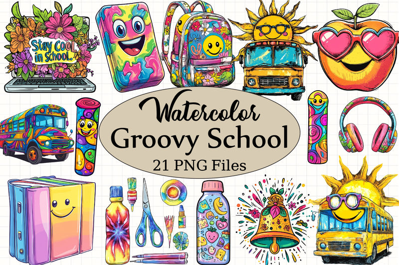 Groovy School Clipart Bundle 5 - CraftNest - Digital Crafting and Art
