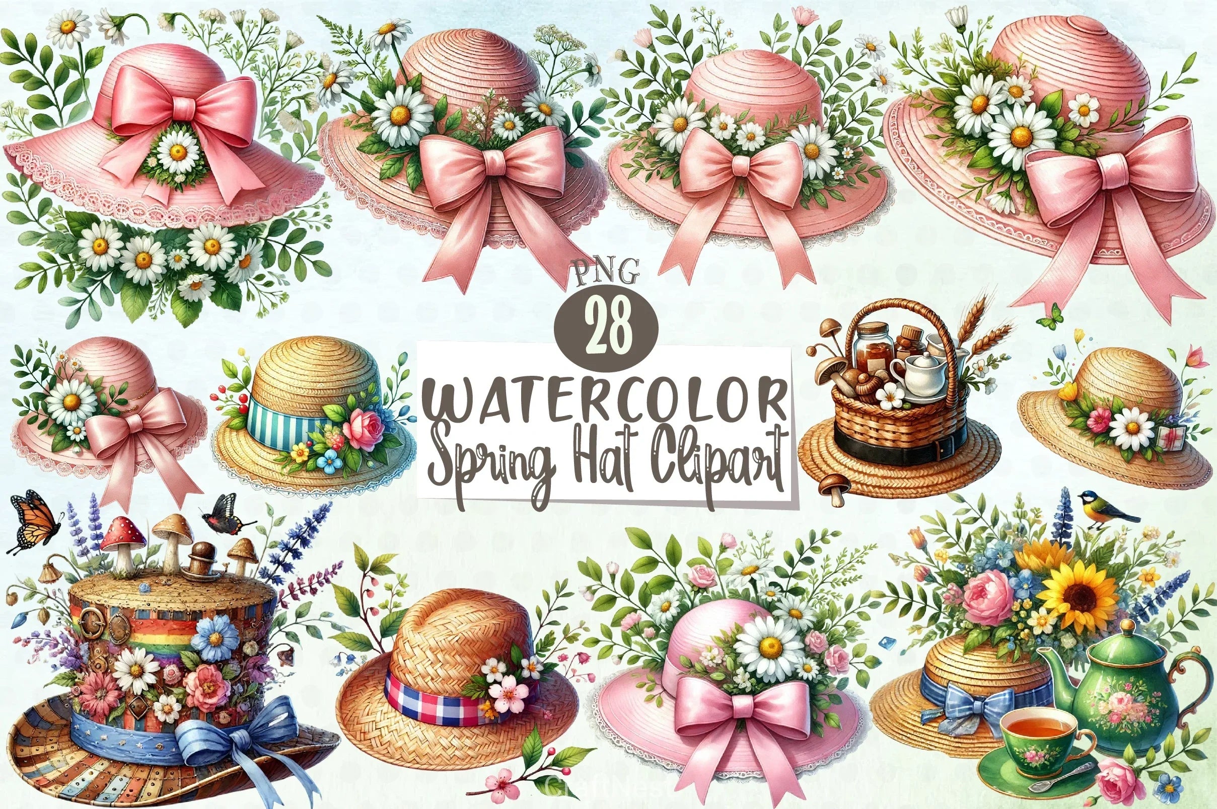 Spring Hat. Sign Spring Hat Clipart Bundle