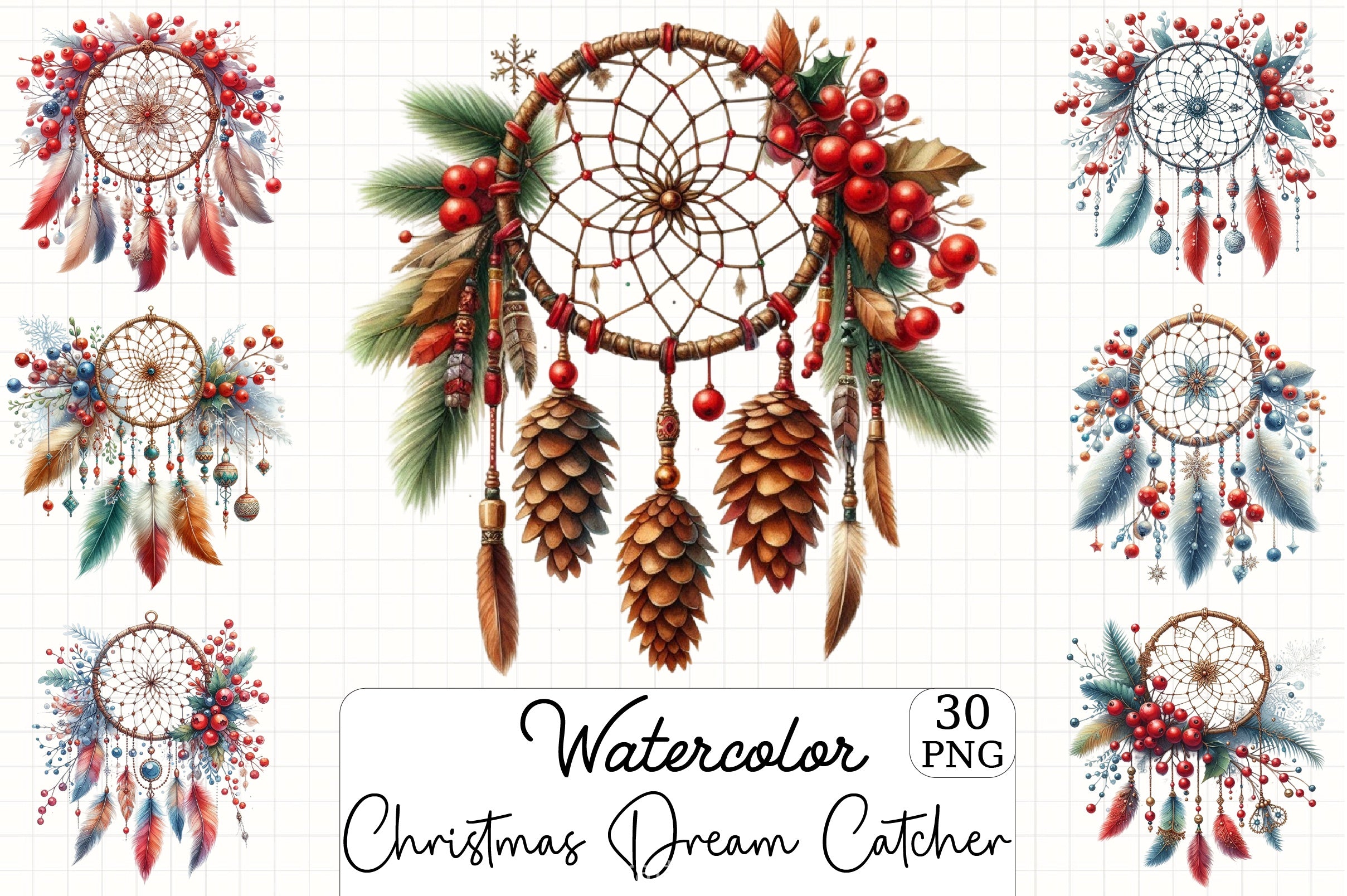 Christmas Dream Catcher Clipart Bundle - CraftNest - Digital Crafting and Art