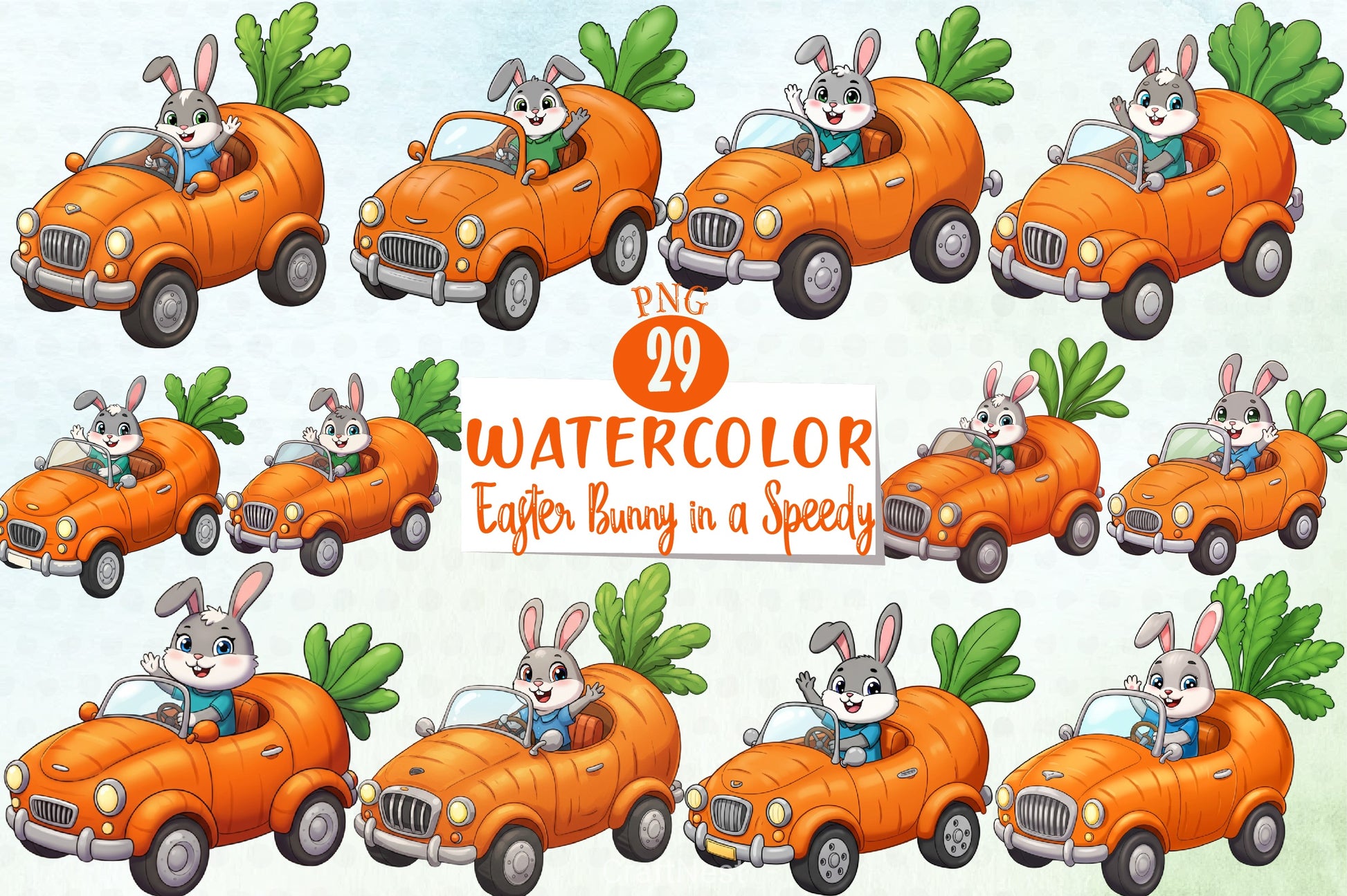 Easter Bunny Speedy Carrot Clipart Bundle - CraftNest - Digital Crafting and Art