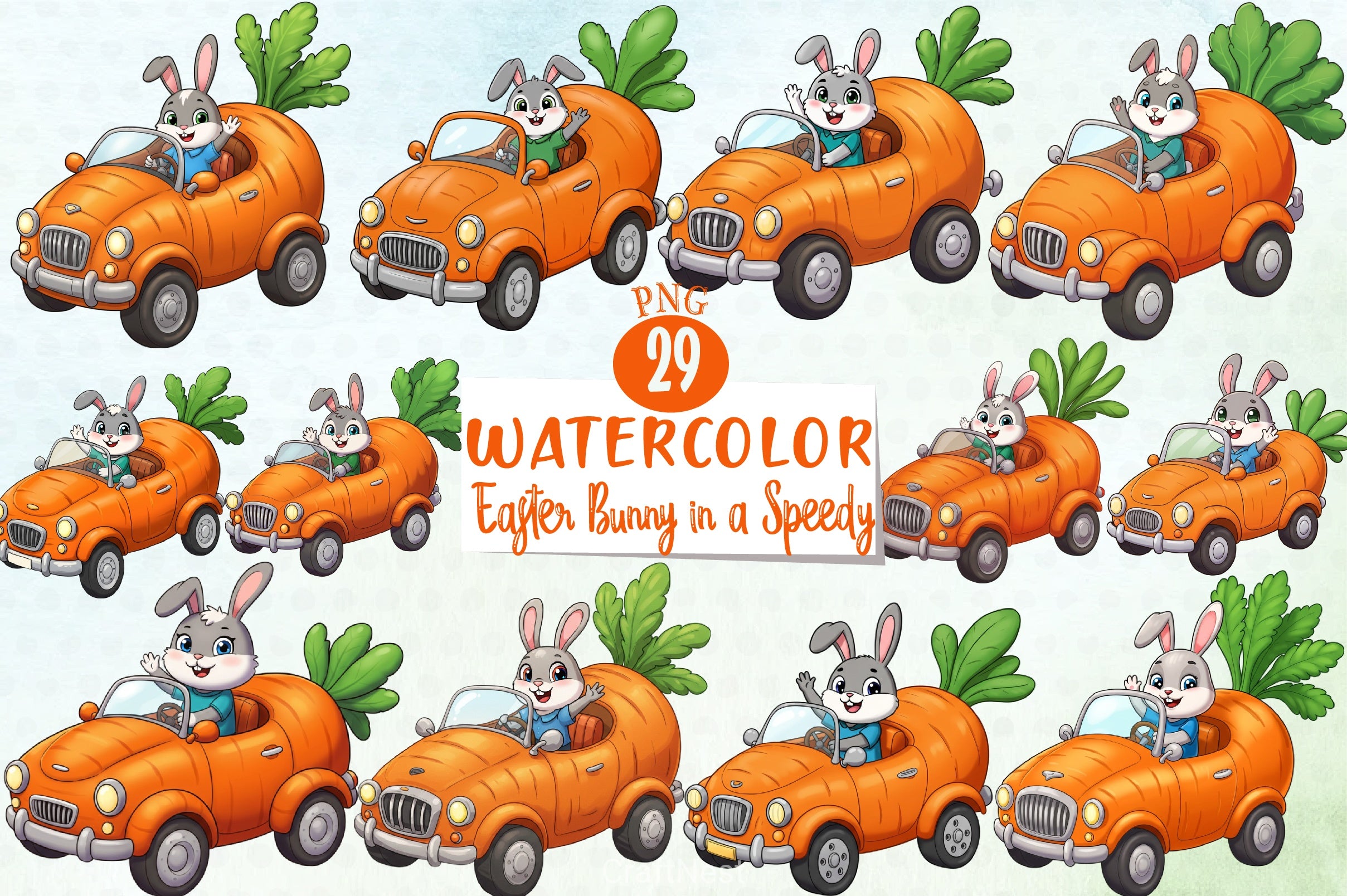 Easter Bunny Speedy Carrot Clipart Bundle - CraftNest - Digital Crafting and Art