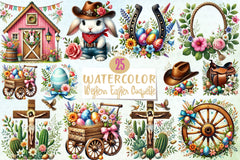 Western Easter Coquette Clipart Bundle - CraftNest - Digital Crafting and Art