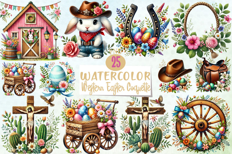 Western Easter Coquette Clipart Bundle - CraftNest - Digital Crafting and Art