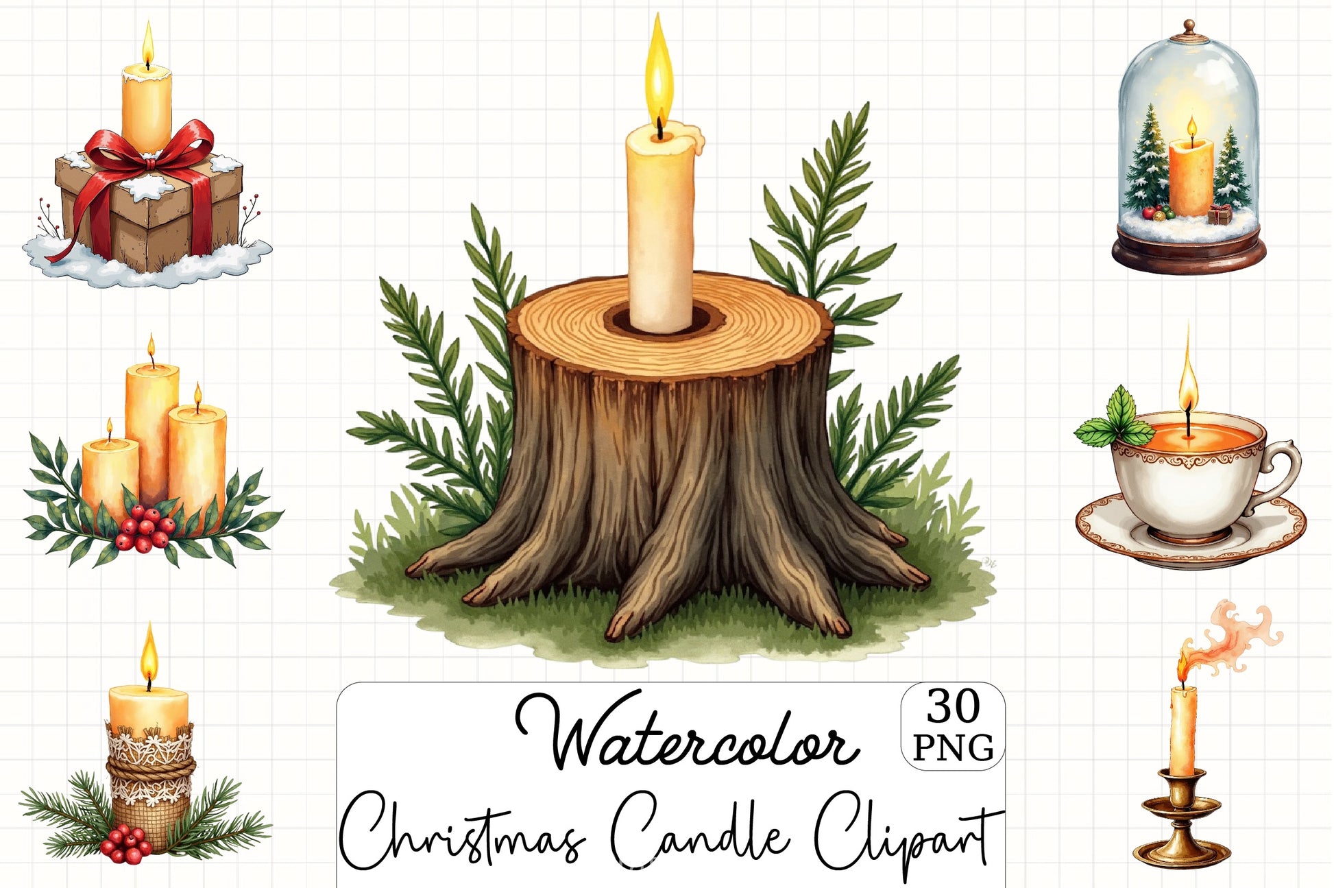 Christmas Candle Clipart Bundle - CraftNest - Digital Crafting and Art