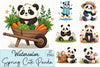 Spring Panda Clipart Bundle