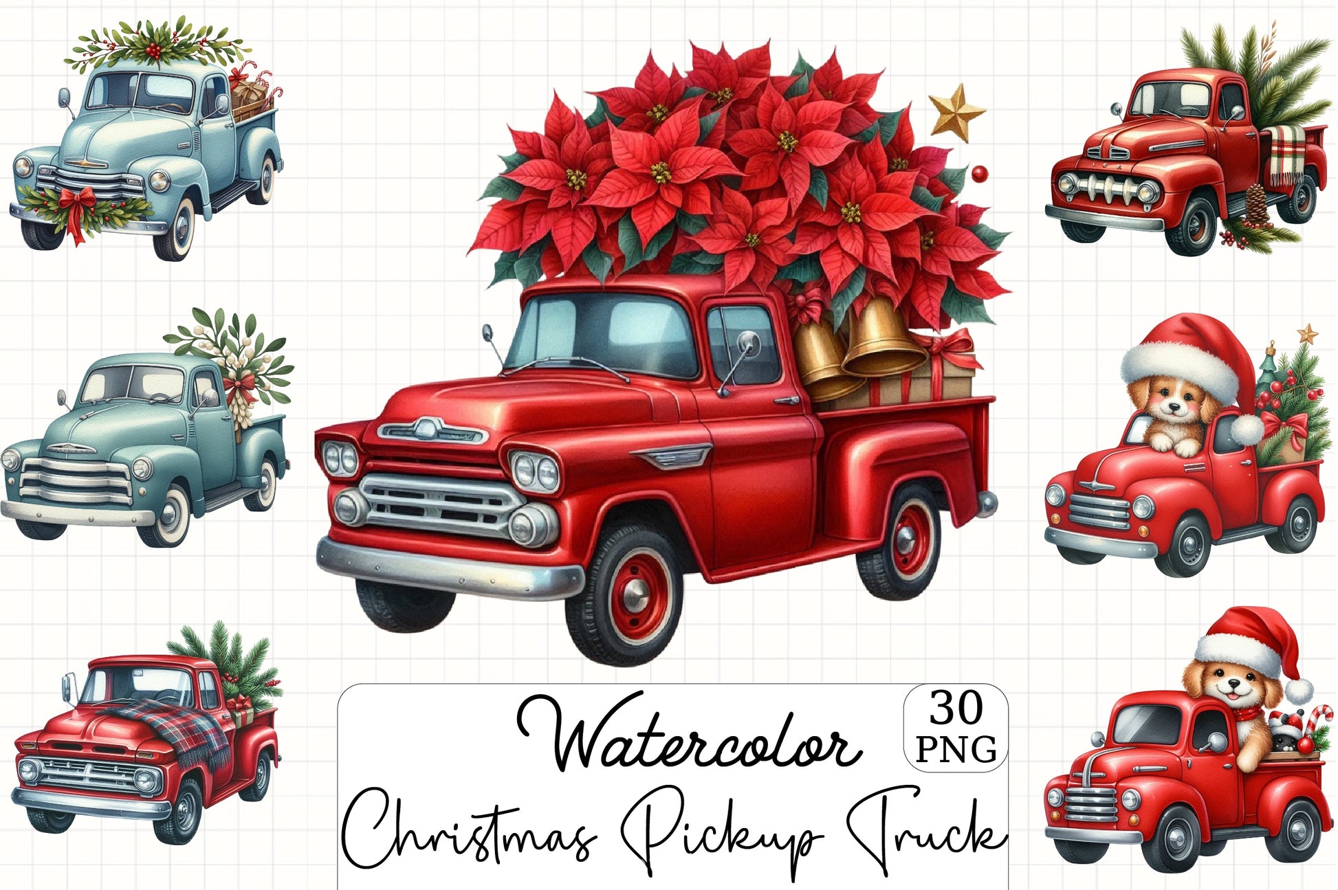 Christmas Pickup Truck Clipart Bundle - CraftNest - Digital Crafting and Art