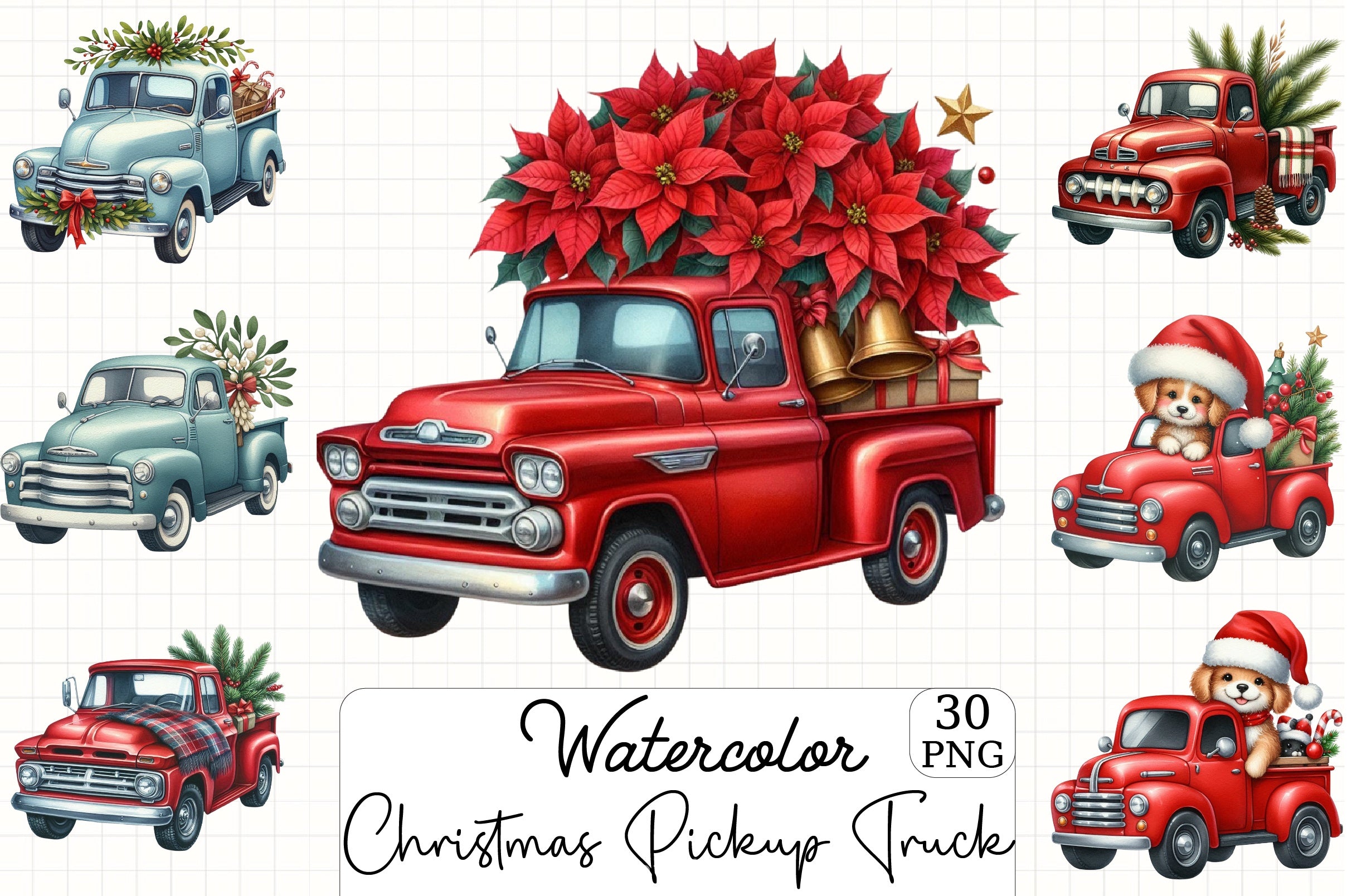 Christmas Pickup Truck Clipart Bundle - CraftNest - Digital Crafting and Art