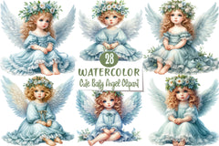 Cute Baby Angel Clipart Bundle - CraftNest - Digital Crafting and Art