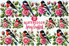 Spring Grosbeak Clipart Bundle - CraftNest - Digital Crafting and Art