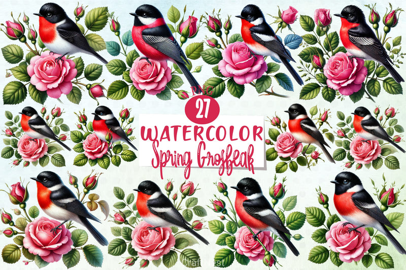 Spring Grosbeak Clipart Bundle - CraftNest - Digital Crafting and Art