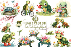 Cute Turtle Clipart Bundle - CraftNest - Digital Crafting and Art