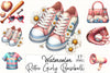 Retro Girly Baseball Clipart Bundle