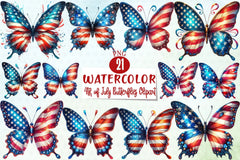 4th of July Butterflies Clipart Bundle - CraftNest - Digital Crafting and Art