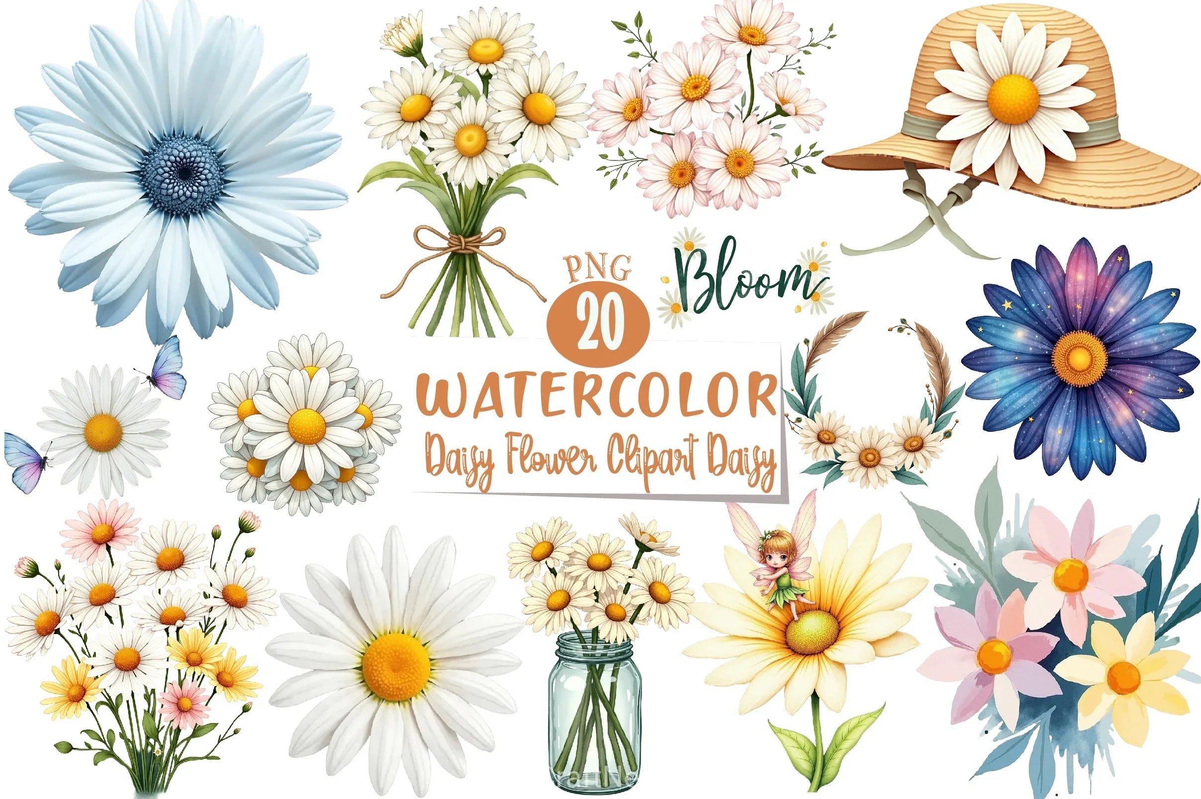 Daisy Flower Clipart Bundle - CraftNest - Digital Crafting and Art