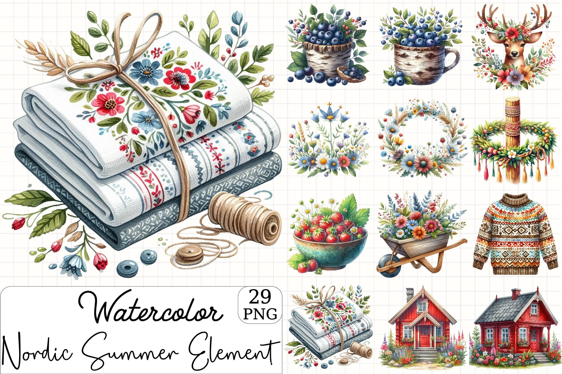 Nordic Summer Clipart Bundle 3 - CraftNest - Digital Crafting and Art