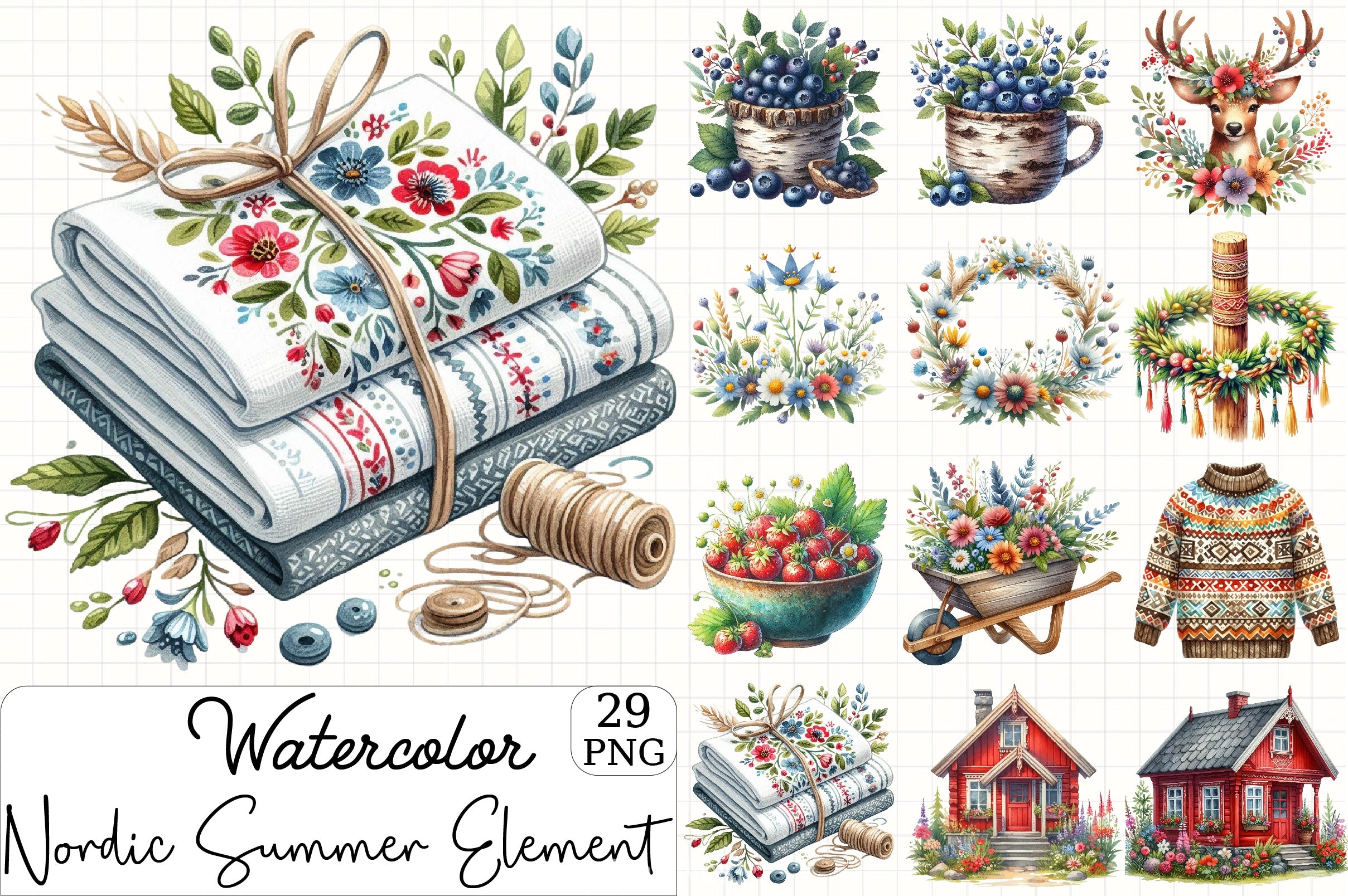 Nordic Summer Clipart Bundle 3 - CraftNest - Digital Crafting and Art