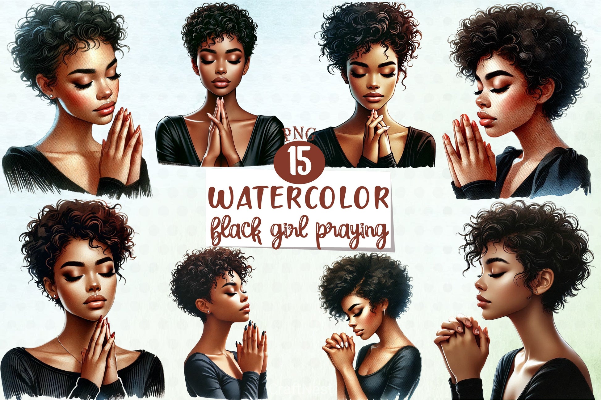 Black Girl Praying Clipart Bundle - CraftNest - Digital Crafting and Art