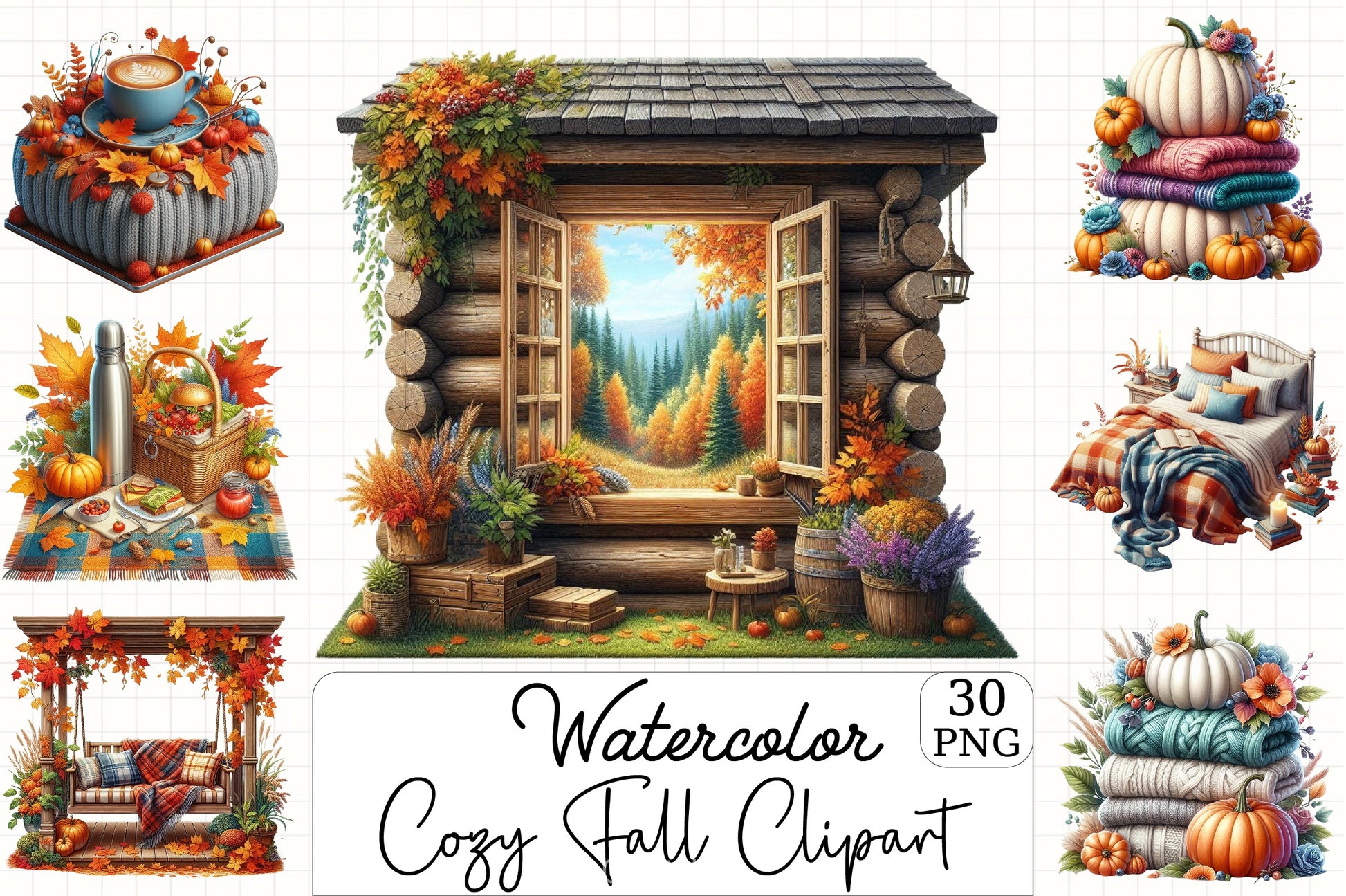 Cozy Fall Clipart Bundle - CraftNest - Digital Crafting and Art