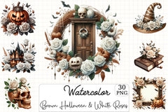 Brown Halloween & White Roses Clipart Bundle 3 - CraftNest - Digital Crafting and Art