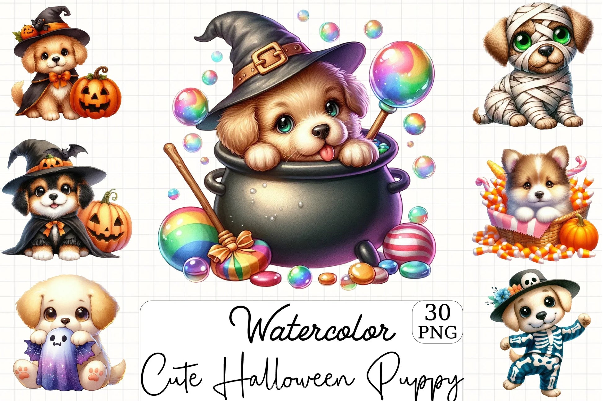 Cute Halloween Puppy Clipart Bundle - CraftNest - Digital Crafting and Art