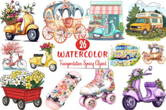 Transportation Spring Clipart Bundle - CraftNest - Digital Crafting and Art